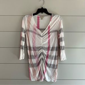 Burberry Pink Plaid Blouse Top Size Medium